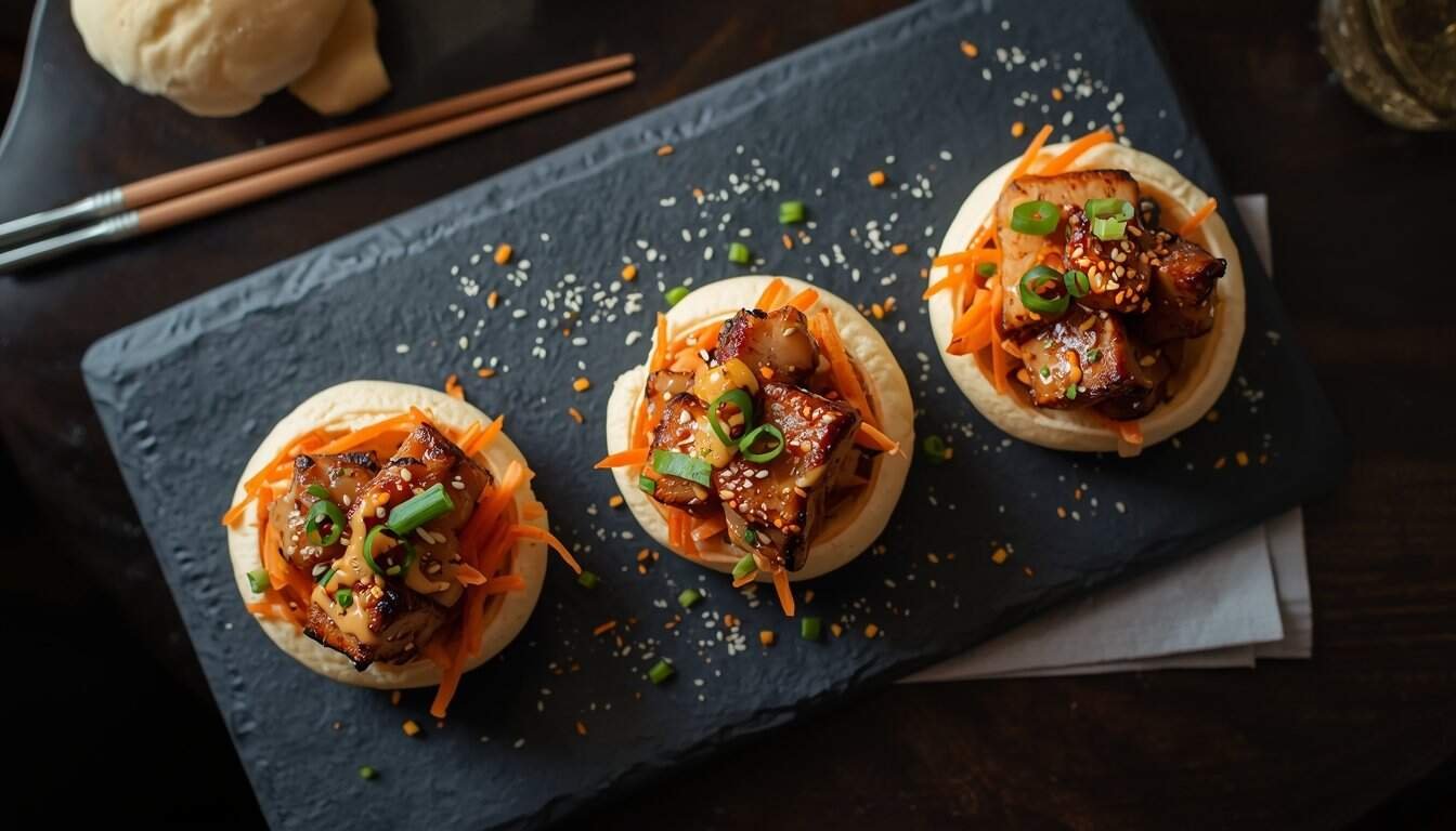 Miso-Glazed Pork Belly Bao Bites with Pickled Daikon Slaw